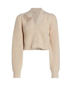 LoveShackFancy Larsa Bow Cropped Cardigan Spotlight Pink -LoveShackFancy And Billionaire Boys Club Sales unnamed file 100