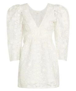 LoveShackFancy Faye Guipure Bridal Lace Minidress