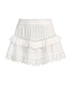 LoveShackFancy Tanisha Eyelet & Lace Mini Skirt