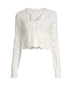 LoveShackFancy Muriel Crochet Crop Cardigan Strawberry Bubble -LoveShackFancy And Billionaire Boys Club Sales unnamed file 131