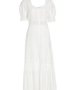 LoveShackFancy Helena Eyelet Midi Dress