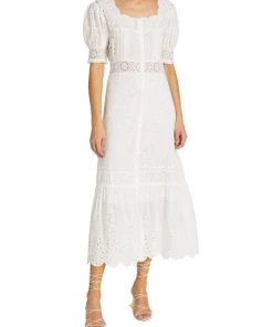 LoveShackFancy Helena Eyelet Midi Dress -LoveShackFancy And Billionaire Boys Club Sales unnamed file 149