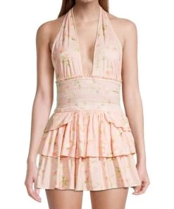 LoveShackFancy Deanna Halter Smocked Minidress -LoveShackFancy And Billionaire Boys Club Sales unnamed file 156