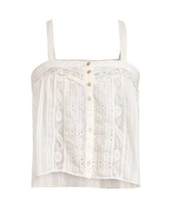 LoveShackFancy Maitri Lace-Trim Embroidered Tank Top