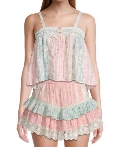 LoveShackFancy Maitri Colorblock Lace-Trim Tank Top -LoveShackFancy And Billionaire Boys Club Sales unnamed file 188