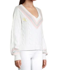 LoveShackFancy Malaine Cable Knit V-Neck Sweater -LoveShackFancy And Billionaire Boys Club Sales unnamed file 201