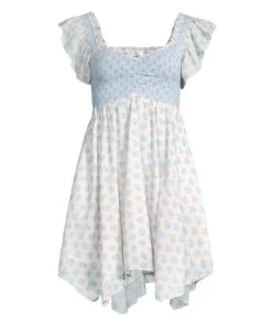 LoveShackFancy Athalia Smocked Asymmetrical Dress