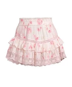 LoveShackFancy Tanisha Lace-Trim Ruffle Mini Skirt