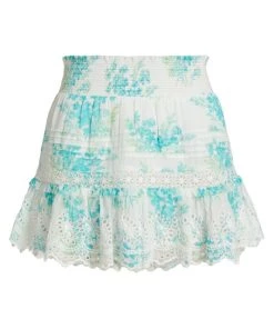 LoveShackFancy Jimena Eyelet Ruffle Miniskirt