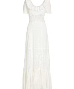 LoveShackFancy Stassie Eyelet Lace Maxi Dress