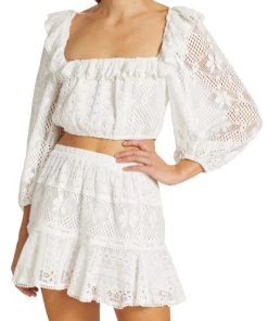 LoveShackFancy Dorabella Eyelet & Lace Crop Top -LoveShackFancy And Billionaire Boys Club Sales unnamed file 272