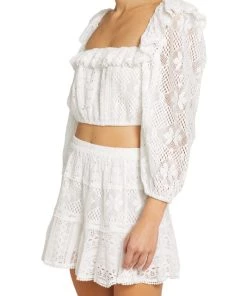 LoveShackFancy Dorabella Eyelet & Lace Crop Top -LoveShackFancy And Billionaire Boys Club Sales unnamed file 273