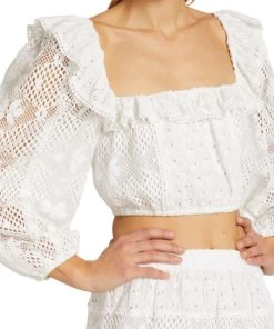 LoveShackFancy Dorabella Eyelet & Lace Crop Top -LoveShackFancy And Billionaire Boys Club Sales unnamed file 275