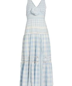 LoveShackFancy Roan Gingham Midi-Dress