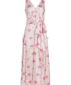 LoveShackFancy Kendall Floral Satin Midi-Dress
