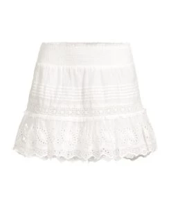 LoveShackFancy Jimena Eyelet Mini Skirt