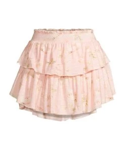 LoveShackFancy Smocked Ruffle Mini Skirt