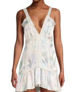 LoveShackFancy Navie Plunge-Neck Lace-Trim Minidress -LoveShackFancy And Billionaire Boys Club Sales unnamed file 328