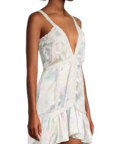 LoveShackFancy Navie Plunge-Neck Lace-Trim Minidress -LoveShackFancy And Billionaire Boys Club Sales unnamed file 329