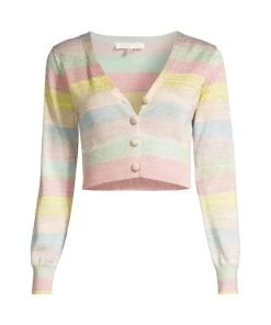 LoveShackFancy Asteria Stripe Crop Cardigan