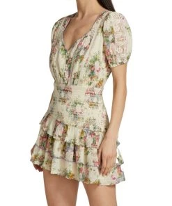 LoveShackFancy Keelin Asymmetric Swiss-Dot Cotton & Lace Minidress -LoveShackFancy And Billionaire Boys Club Sales unnamed file 350