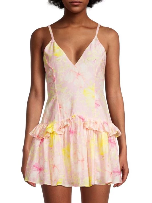 LoveShackFancy Fabienne Floral Ruffle Mini Dress 3 LoveShackFancy Fabienne Floral Ruffle Mini Dress - Image 3