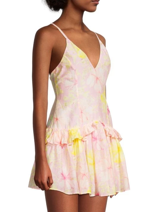 LoveShackFancy Fabienne Floral Ruffle Mini Dress 4 LoveShackFancy Fabienne Floral Ruffle Mini Dress - Image 4