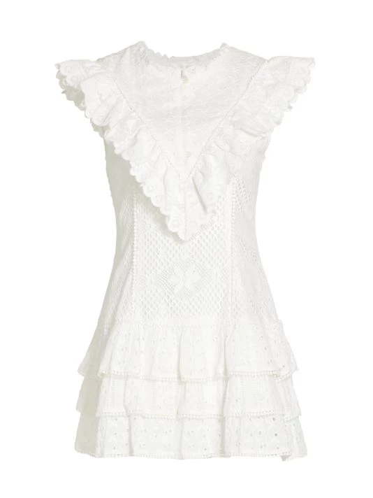 LoveShackFancy Lunetta Lace-Trim Mini Dress 1 LoveShackFancy Lunetta Lace-Trim Mini Dress