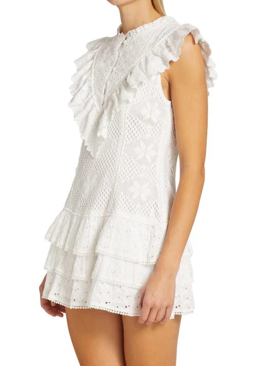 LoveShackFancy Lunetta Lace-Trim Mini Dress 4 LoveShackFancy Lunetta Lace-Trim Mini Dress - Image 4