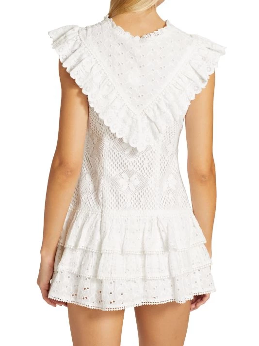 LoveShackFancy Lunetta Lace-Trim Mini Dress 5 LoveShackFancy Lunetta Lace-Trim Mini Dress - Image 5