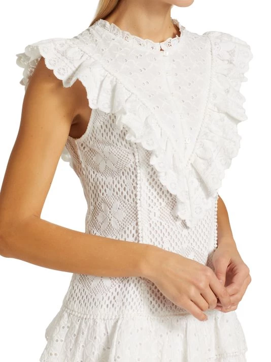 LoveShackFancy Lunetta Lace-Trim Mini Dress 6 LoveShackFancy Lunetta Lace-Trim Mini Dress - Image 6