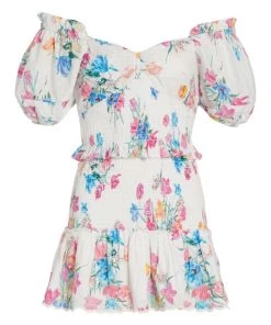 LoveShackFancy Jarrah Floral Smocked Cotton Minidress