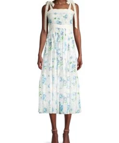 LoveShackFancy Ayala Tie-Shoulder Lace-Trim Midi-Dress -LoveShackFancy And Billionaire Boys Club Sales unnamed file 461