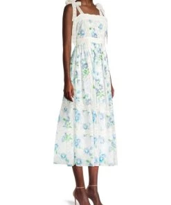 LoveShackFancy Ayala Tie-Shoulder Lace-Trim Midi-Dress -LoveShackFancy And Billionaire Boys Club Sales unnamed file 462