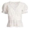 LoveShackFancy Annalee Eyelet Puff-Sleeve Top