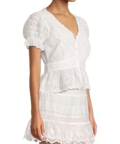 LoveShackFancy Annalee Eyelet Puff-Sleeve Top -LoveShackFancy And Billionaire Boys Club Sales unnamed file 505