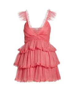 LoveShackFancy Zorina Lace-Trim Mesh Mini Dress