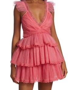 LoveShackFancy Zorina Lace-Trim Mesh Mini Dress -LoveShackFancy And Billionaire Boys Club Sales unnamed file 525