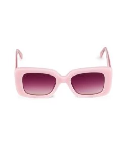 LoveShackFancy Arietta 52MM Rectangle Sunglasses Blushing Quartz