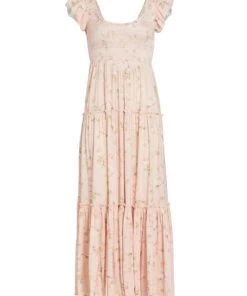 LoveShackFancy Chessie Smocked Maxi Dress