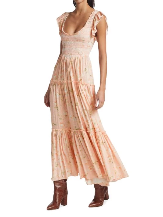 LoveShackFancy Chessie Smocked Maxi Dress 4 LoveShackFancy Chessie Smocked Maxi Dress - Image 4