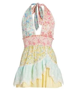 LoveShackFancy Cambria Halter Minidress