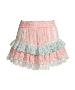 LoveShackFancy Tanisha Lace-Trim Ruffle Skirt