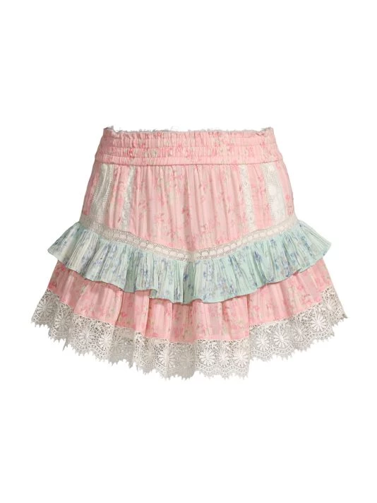 LoveShackFancy Tanisha Lace-Trim Ruffle Skirt 1 LoveShackFancy Tanisha Lace-Trim Ruffle Skirt