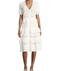 LoveShackFancy Rebecca Eyelet Ruffle Dress