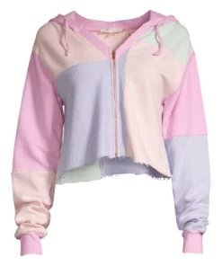 LoveShackFancy Alden Cropped Patchwork Hoodie