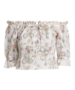 LoveShackFancy Anala Off-The-Shoulder Crop Top