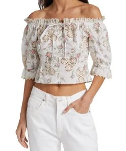 LoveShackFancy Anala Off-The-Shoulder Crop Top -LoveShackFancy And Billionaire Boys Club Sales unnamed file 689