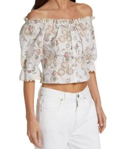 LoveShackFancy Anala Off-The-Shoulder Crop Top -LoveShackFancy And Billionaire Boys Club Sales unnamed file 690