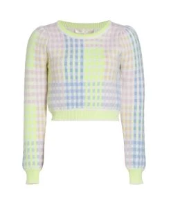 LoveShackFancy Dolana Check Crop Pullover Sweater